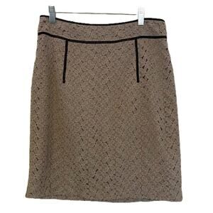 Yoana Baraschi Floral Lace Gray Pencil Skirt, Leather, Feminine, Coquette, 4
